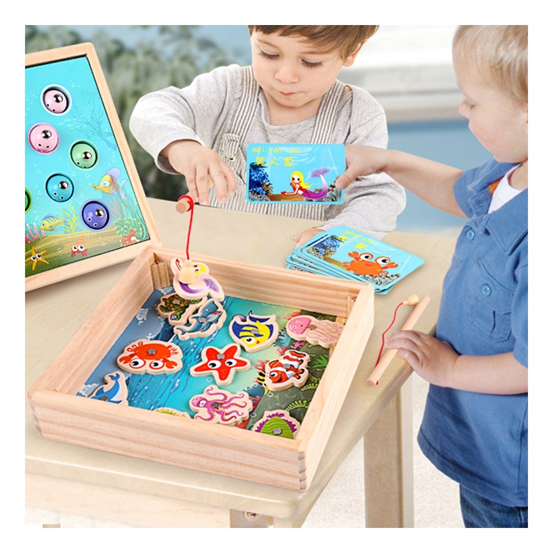 Brinquedo De Madeira Para Jogos De Pesca Brinquedos - Imagem 4