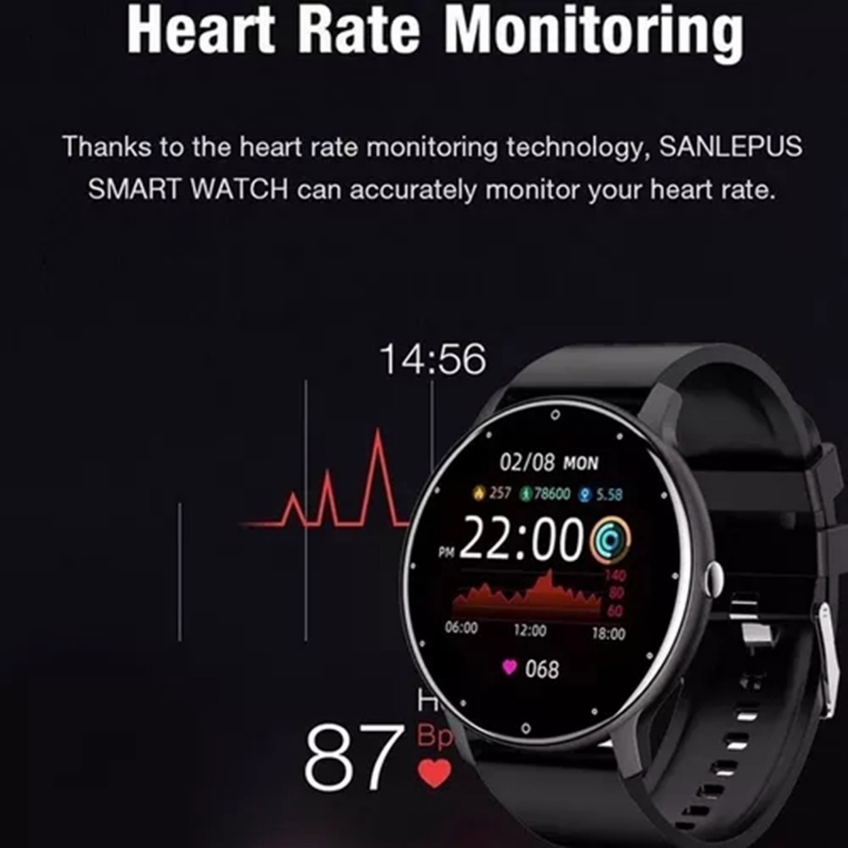 Smartwatch Para Xiaomi Huawei Zl02 Health Tracker - Imagem 14