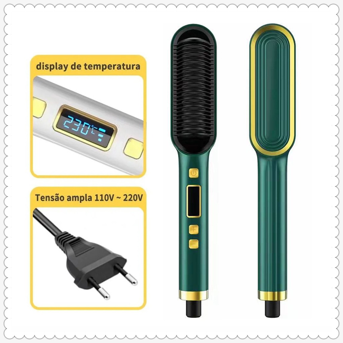 Escova De Secador De Alisamento 2 Em 1 Com Visor De Temperat - Imagem 11