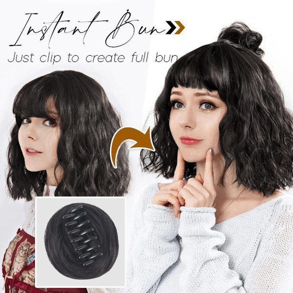 Bagunçado Bun Fácil Clipe Peruca Agarrando Clipe Hairhair Cu - Imagem 11