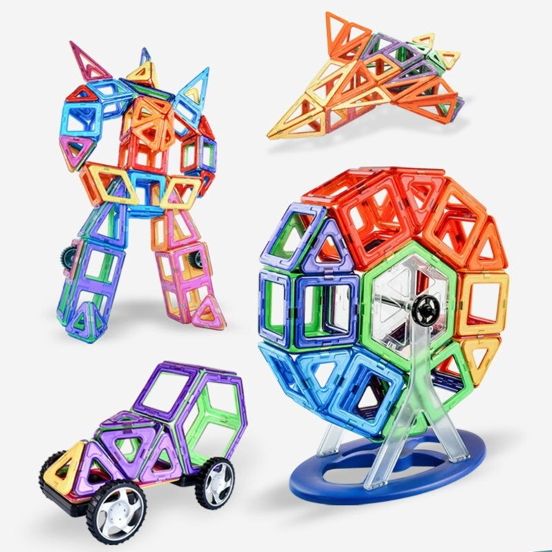 Blocos Magnéticos 100 Peças Brinquedo Educativo Infantil - Imagem 6
