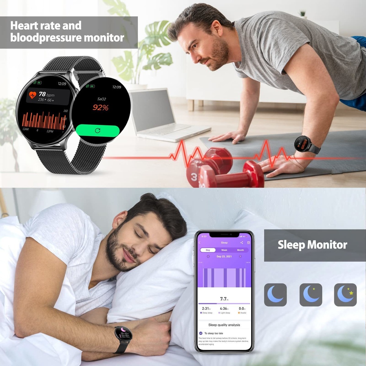 Smartwatch Masculino Feminino, À Prova D'água Ip68 - Imagem 3
