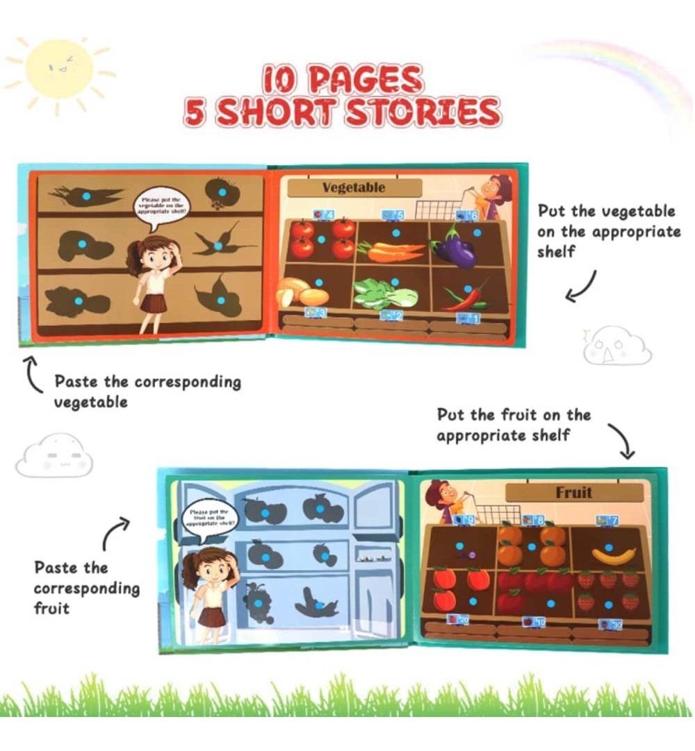 2 Crianças Pré-escolar Aprendendo Livro Silencioso Brinquedo - Imagem 2