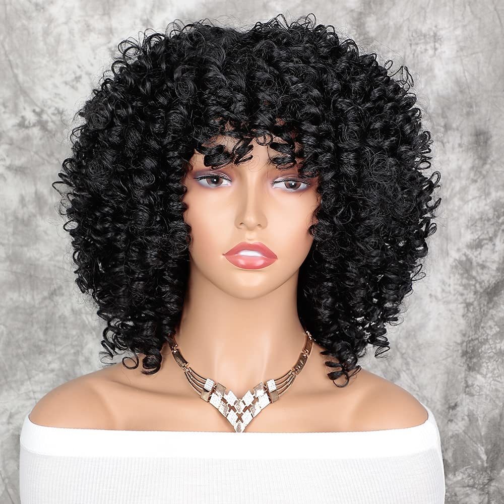 Peruca Cacheada Preta Similar Ao Humano 35cm + Touca Peruca - Imagem 9