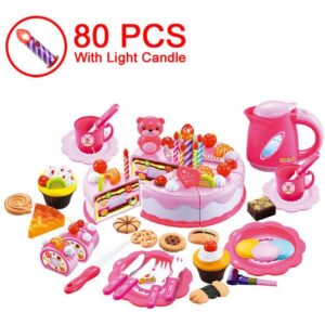 Conjunto De Brinquedos De Bolo De Aniversário Infantil 80pcs