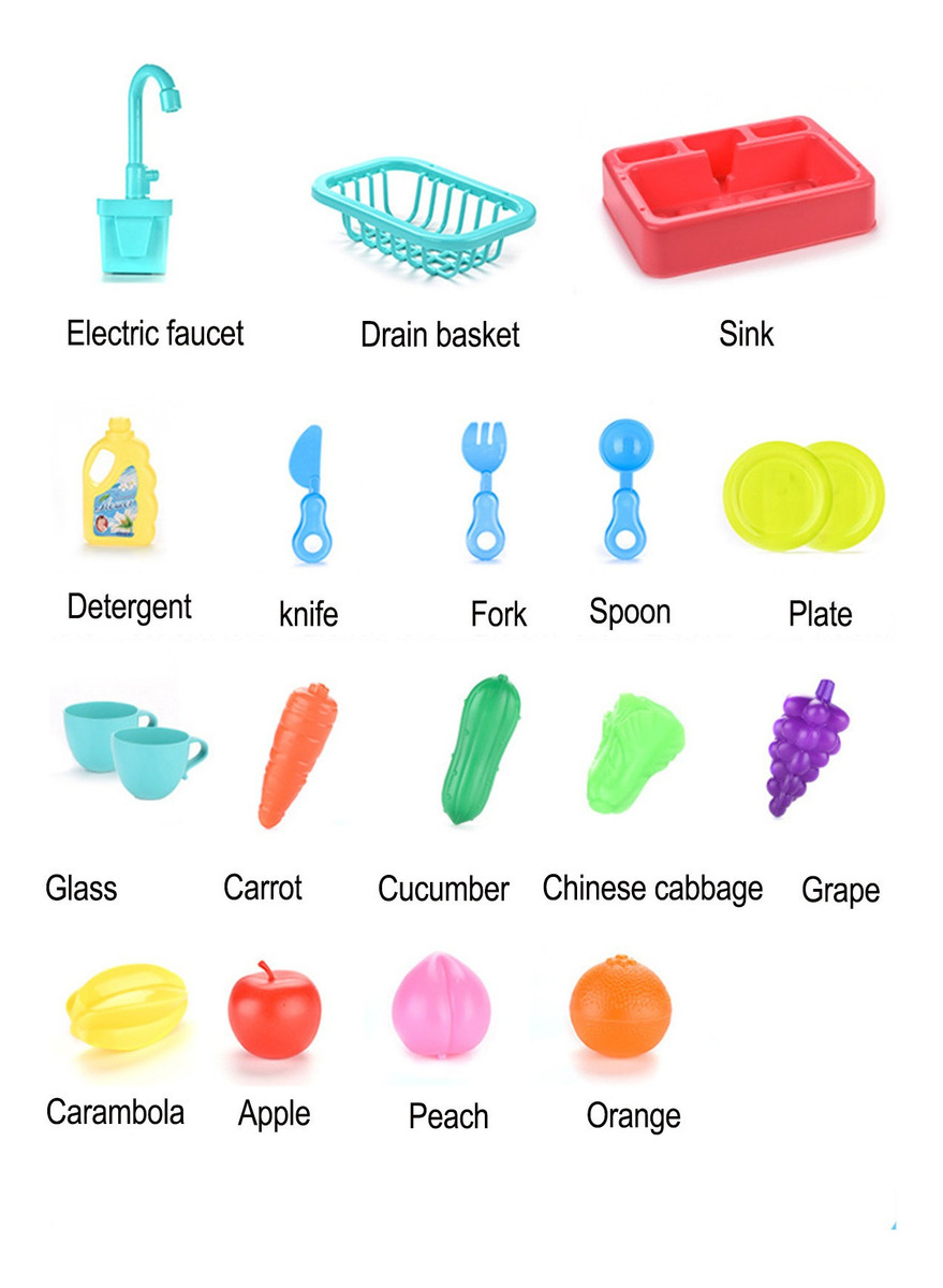 I 19 Peças De Brinquedos De Pia De Cozinha Com Água Corrente - Imagem 10