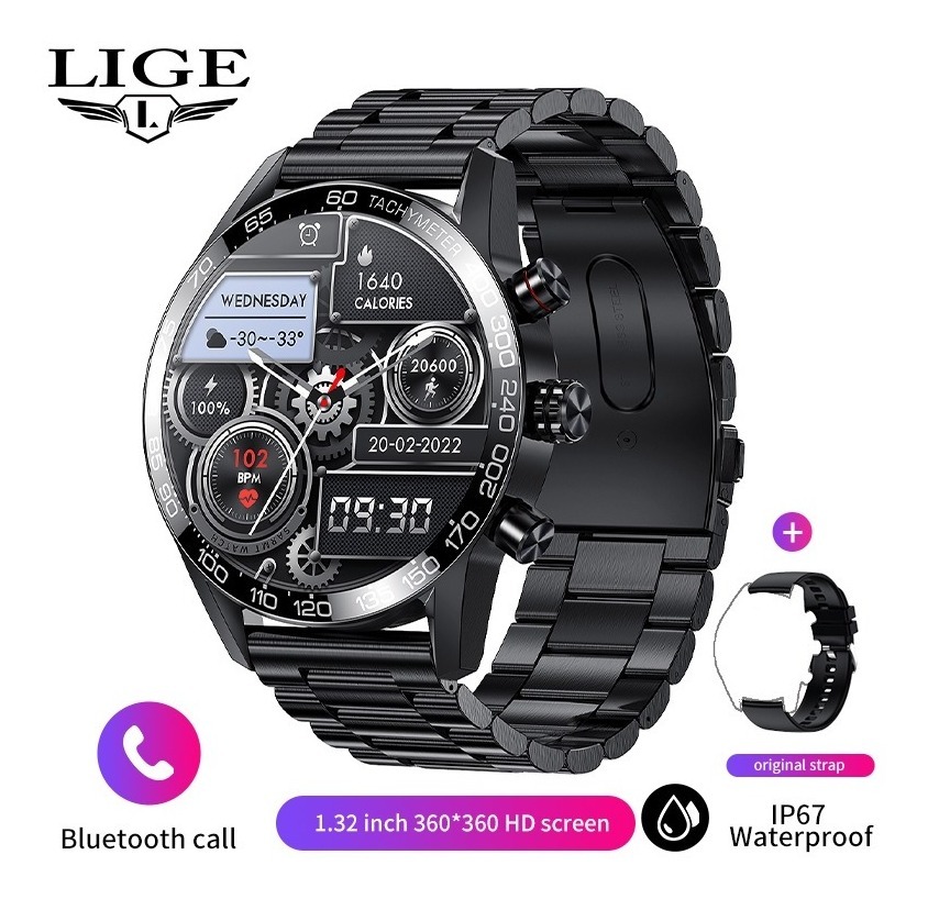 Smartwatch Masculino Esportivo À Prova D'água Bluetooth Lige - Imagem 2