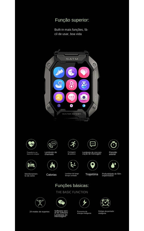 Modelagem Mecânica Externa C20 Smart Watch De 1,69 Polegadas - Imagem 4