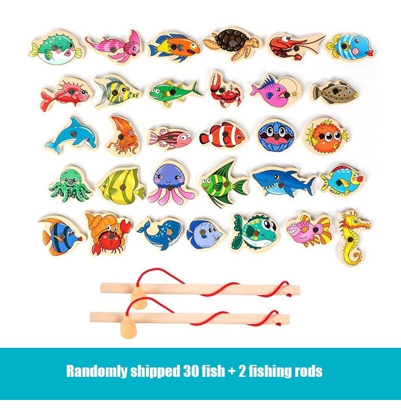 Brinquedo De Pesca Infantil Magnético Montessori De Madeira - Imagem 5