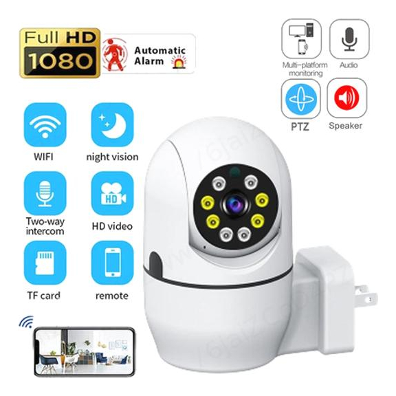Câmera De Vigilância Sem Fio Wifi, Áudio Bidirecional, 1080p