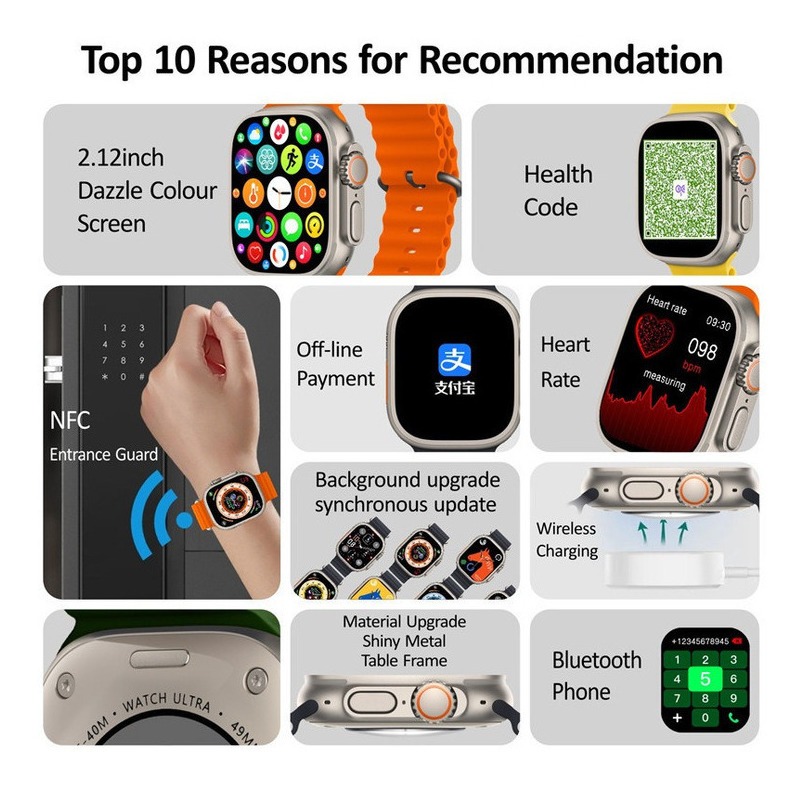 Relógio Inteligente Hk8 Pro+49 Mm Nfc Ip68 À Prova D'água - Imagem 8