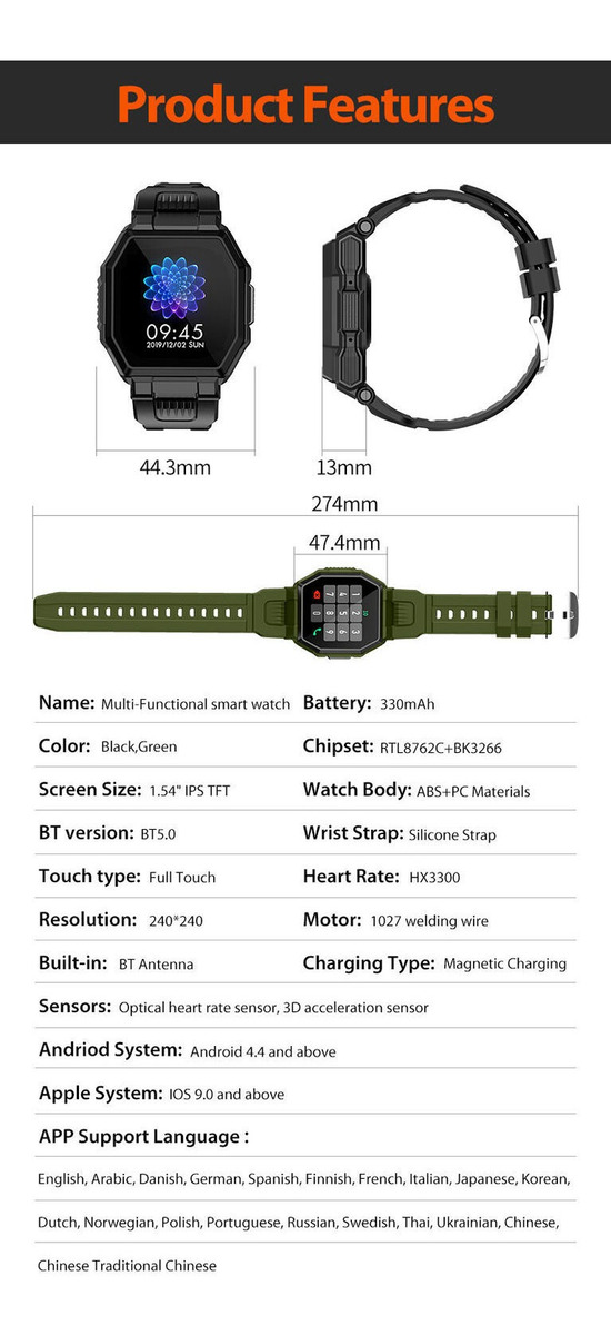 Smartwatch Esportes Ao Ar Livre Heart Rate Fitness - Imagem 3
