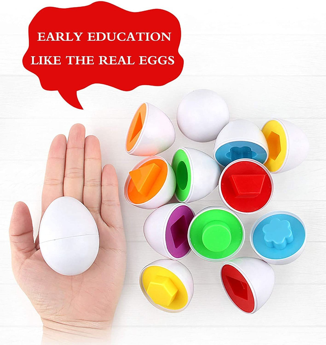 12 Ovos Montessori De Brinquedo Infantil Snap Cores E Formas - Imagem 3