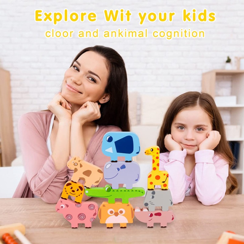 Blocos De Jogos Para Animais Empilhados Montessori De Alto E - Imagem 9