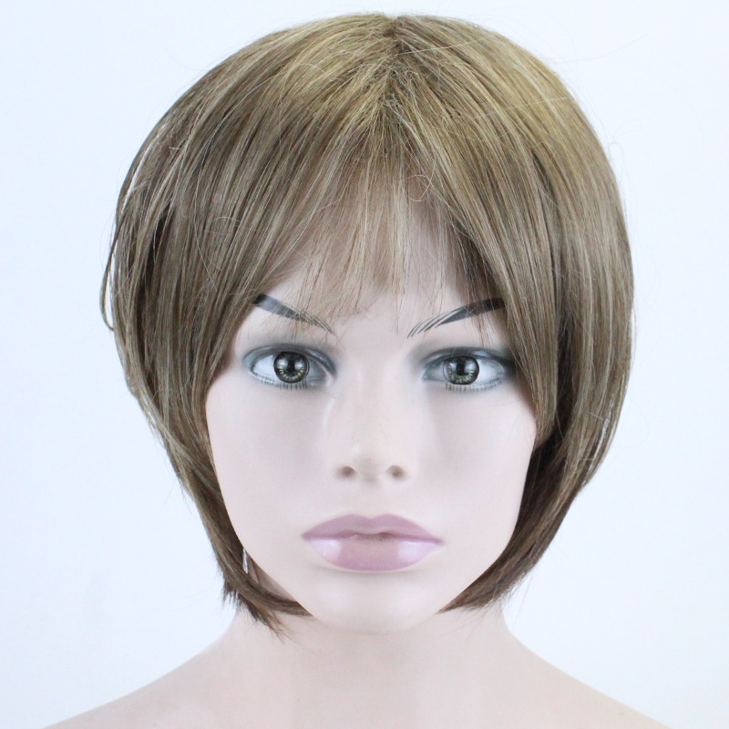 Peruca Fofa De Cabelo Curto Feminino Com Cabelo Loiro Misto - Imagem 2