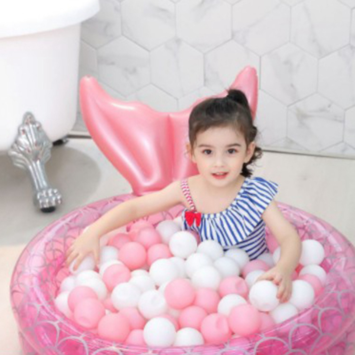 Piscina Doméstica Com Bola De Sereia Para Bebês E 90cm - Imagem 11