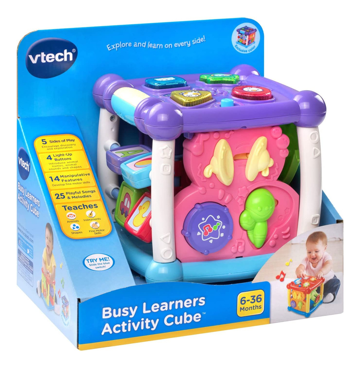 Cubo De Atividades De Aprendizes Ocupados Da Vtech, Roxo - Imagem 4