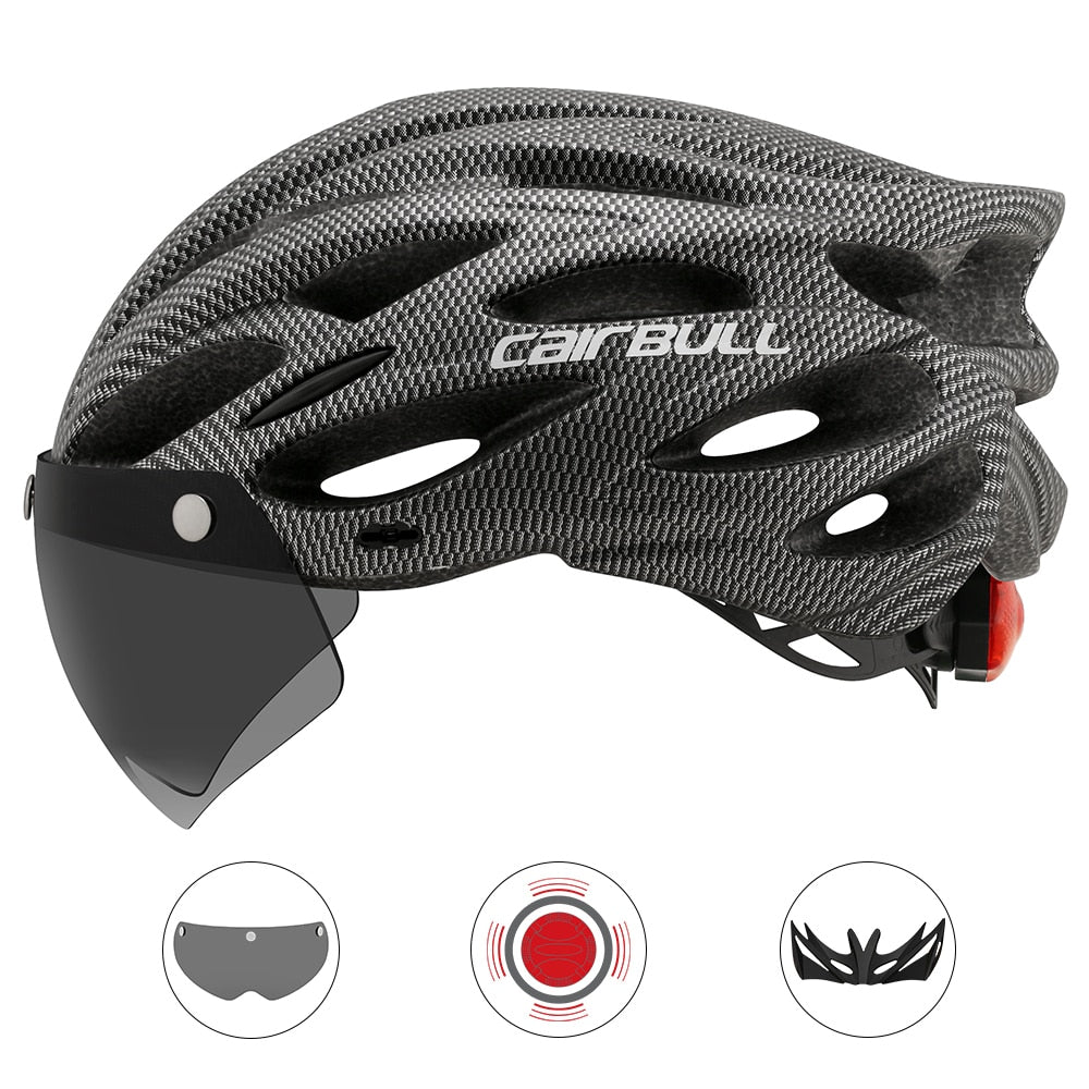 Capacete Ciclismo com Luz Traseira e Viseira Magnética Masculino/Feminino Cairbull - Imagem 7