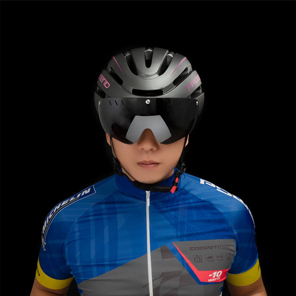 Capacete Ciclismo com Luz Traseira e Viseira Magnética Masculino/Feminino Promend - Imagem 3