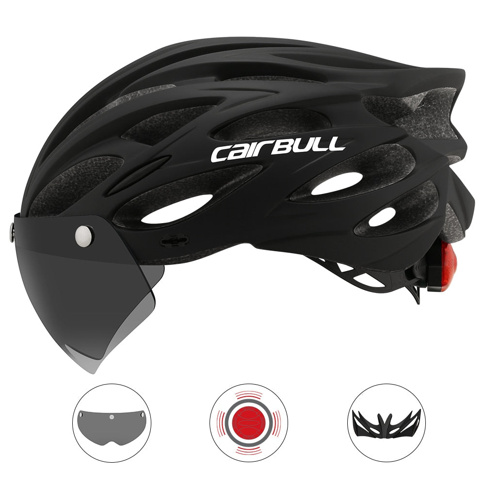 Capacete Ciclismo com Luz Traseira e Viseira Magnética Masculino/Feminino Cairbull - Imagem 3