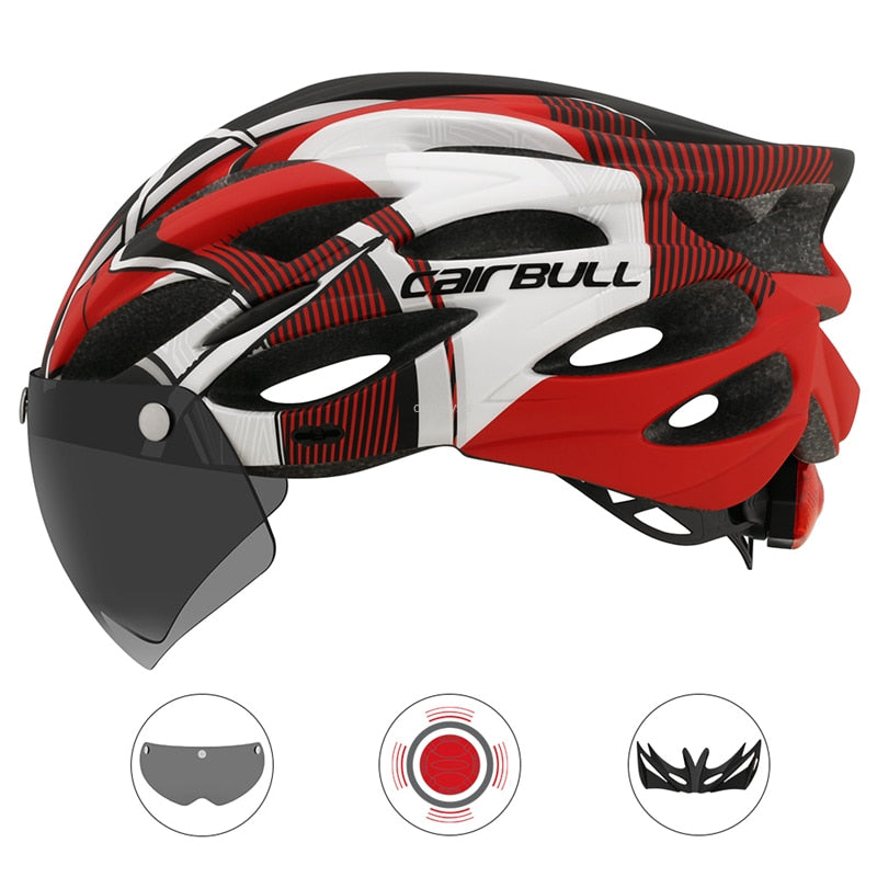 Capacete Ciclismo com Luz Traseira e Viseira Magnética Masculino/Feminino Cairbull - Imagem 4