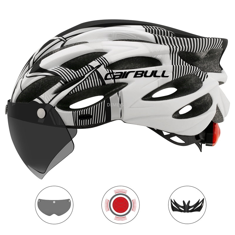 Capacete Ciclismo com Luz Traseira e Viseira Magnética Masculino/Feminino Cairbull - Imagem 5