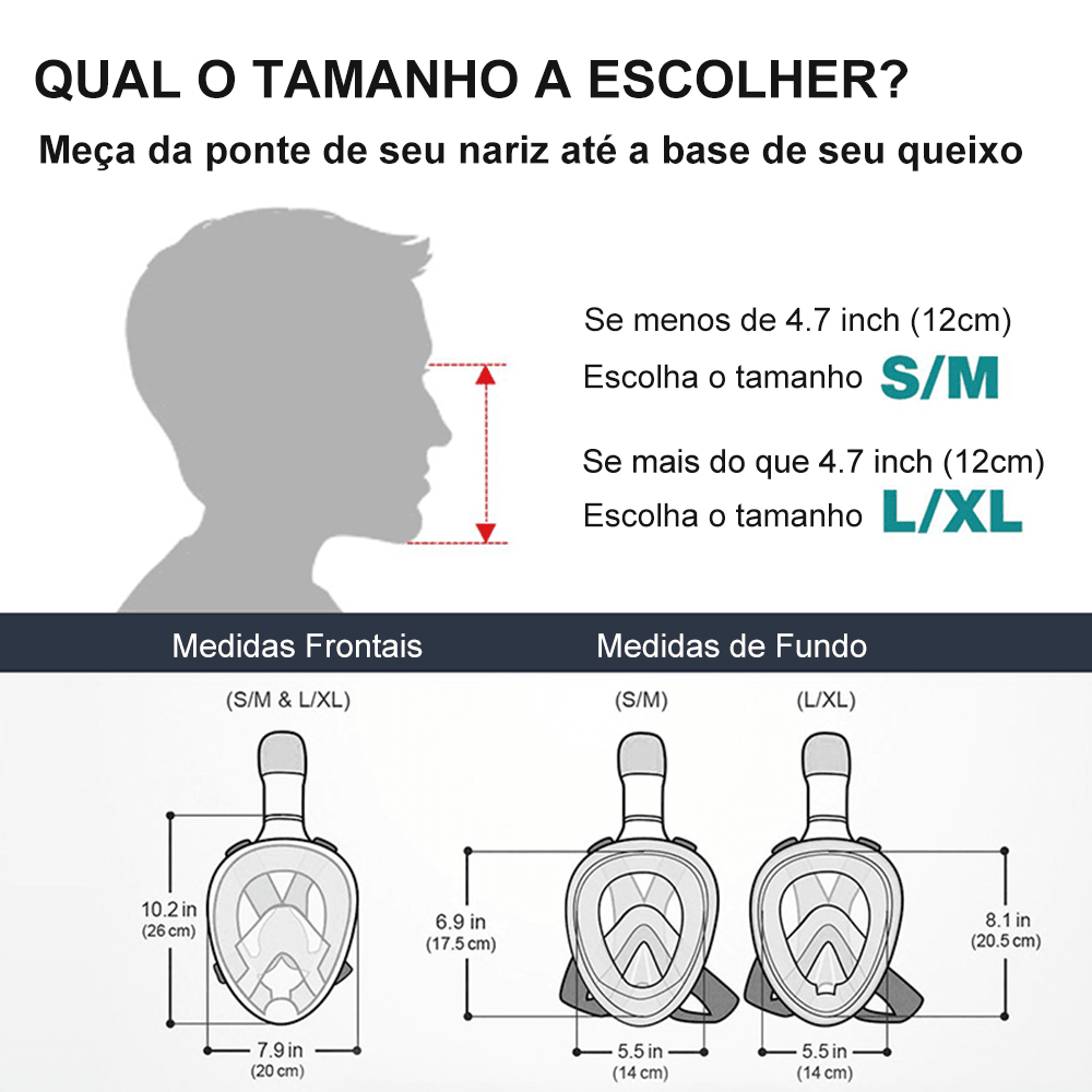Máscara de Mergulho Snorkel com Suporte para Câmera GoPro - Imagem 8