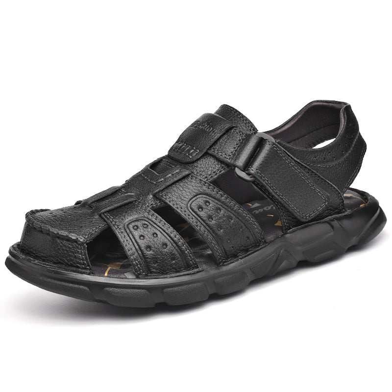 Sandália de Couro Masculina Ortopédica Antiderrapante - Imagem 10