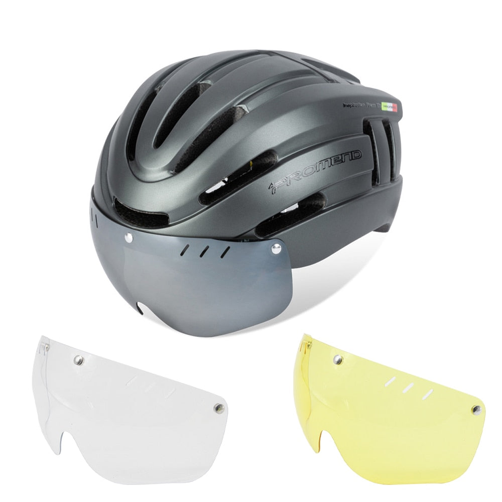 Capacete Ciclismo com Luz Traseira e Viseira Magnética Masculino/Feminino Promend - Imagem 14