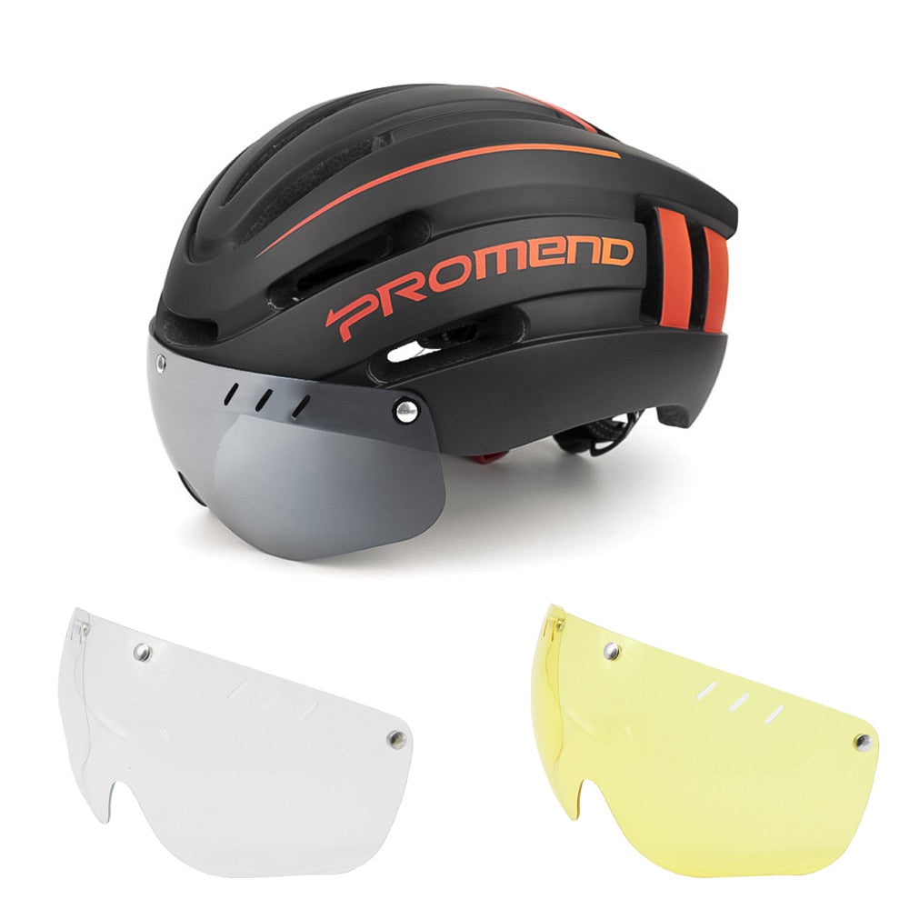 Capacete Ciclismo com Luz Traseira e Viseira Magnética Masculino/Feminino Promend - Imagem 9