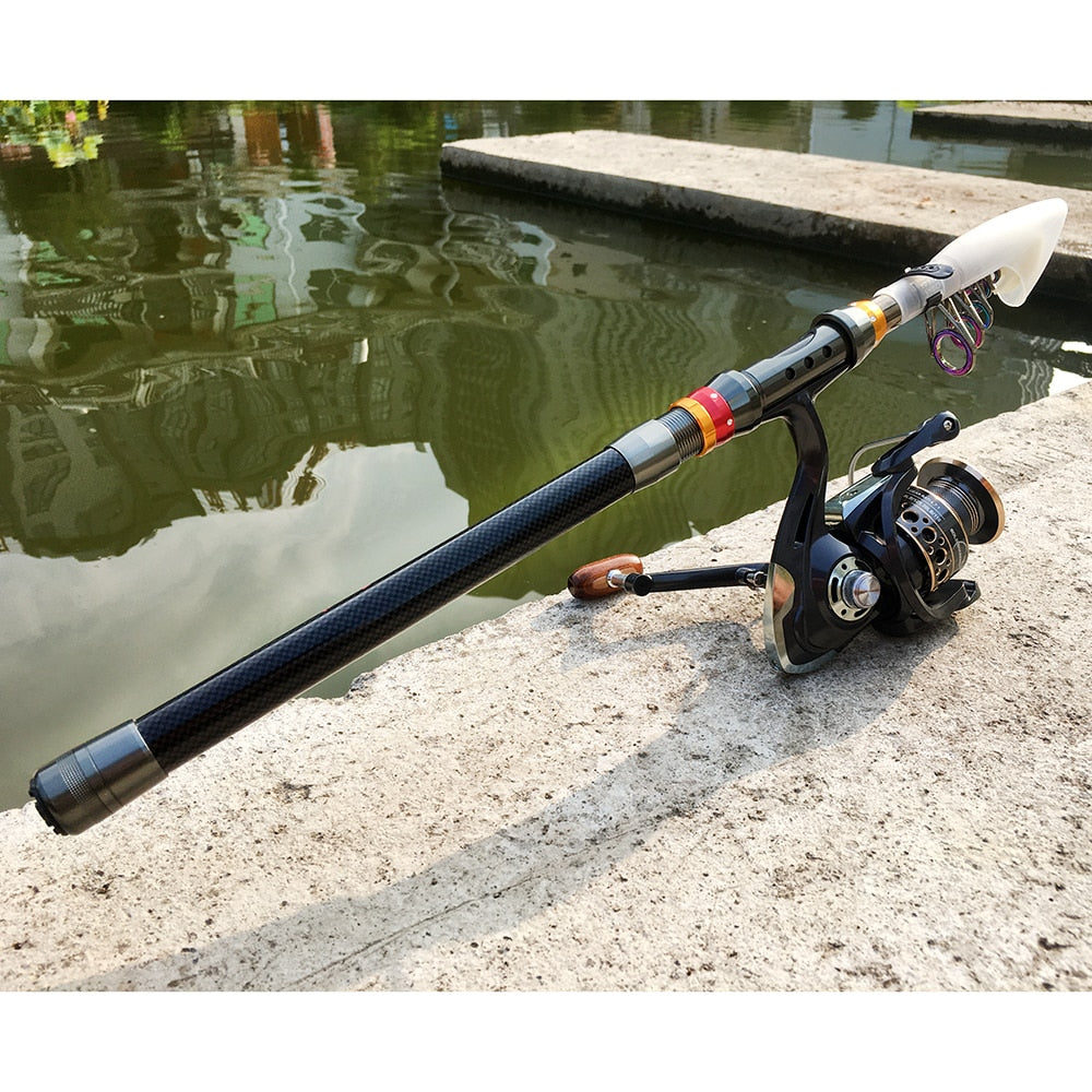 Vara de Pesca Telescopia em Fibra de Carbono com Molinete Drag 10kg - Imagem 3