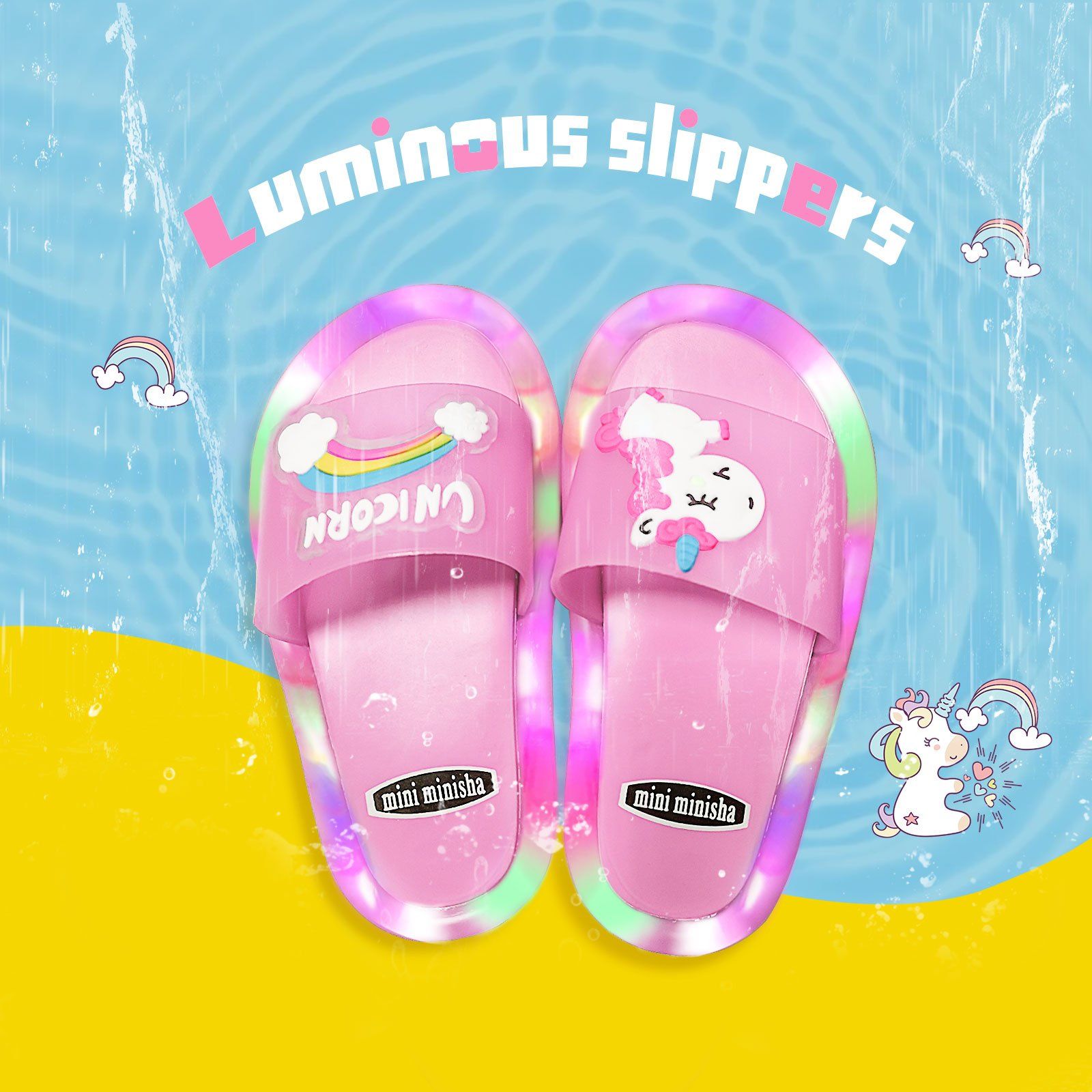 Chinelo Feminino Para Crianças - Unicorn Led Slippers - Imagem 5