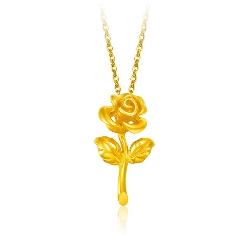 COLAR ROSA EM PRATA 925 BANHADO A OURO 24K✨