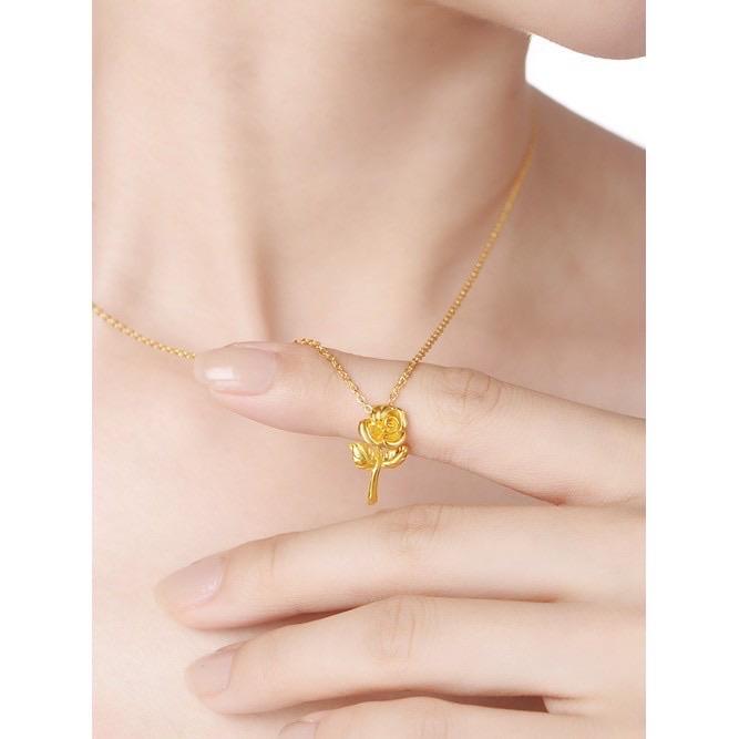 COLAR ROSA EM PRATA 925 BANHADO A OURO 24K✨ - Imagem 3