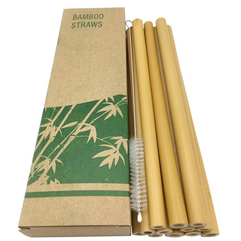 Kit Canudo de Bambu Ecológico + Escova de Limpeza - Frete Gratis