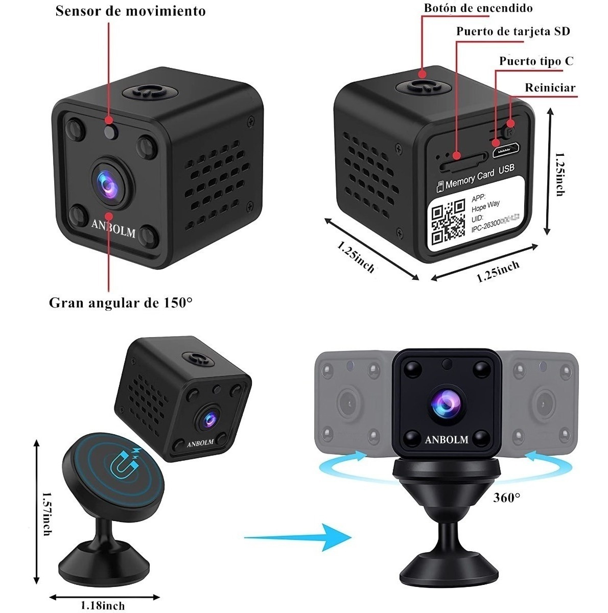 2 Peças De Mini Câmera Espiã Wifi Hd 1080p Com Visão Noturna - Imagem 5