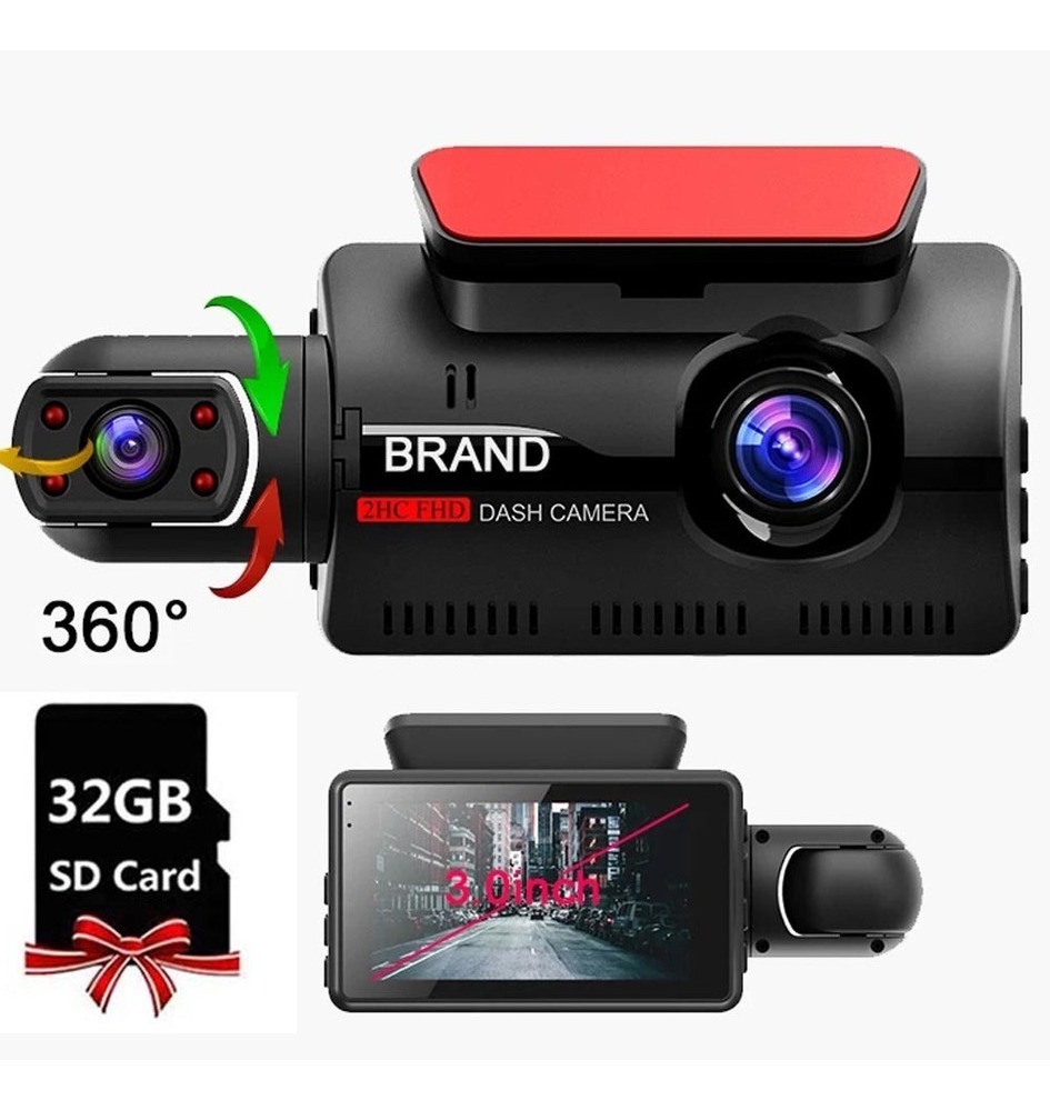 1080p Dash Cam Frente E Cabine Dupla Lente+cartão De Memória