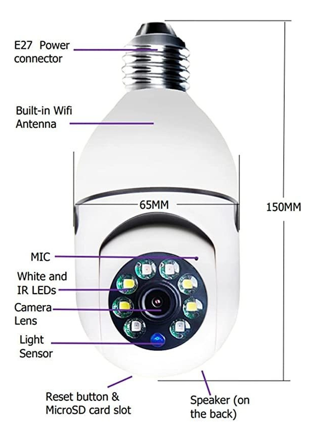 Câmera Espiã Foco 360 Graus Wifi 880p Funciona Com App - Imagem 7