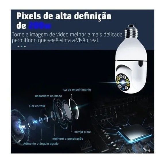 Lazhu Câmera Lampada Espia Câmera Intelbras Câmera Wifi - Imagem 2