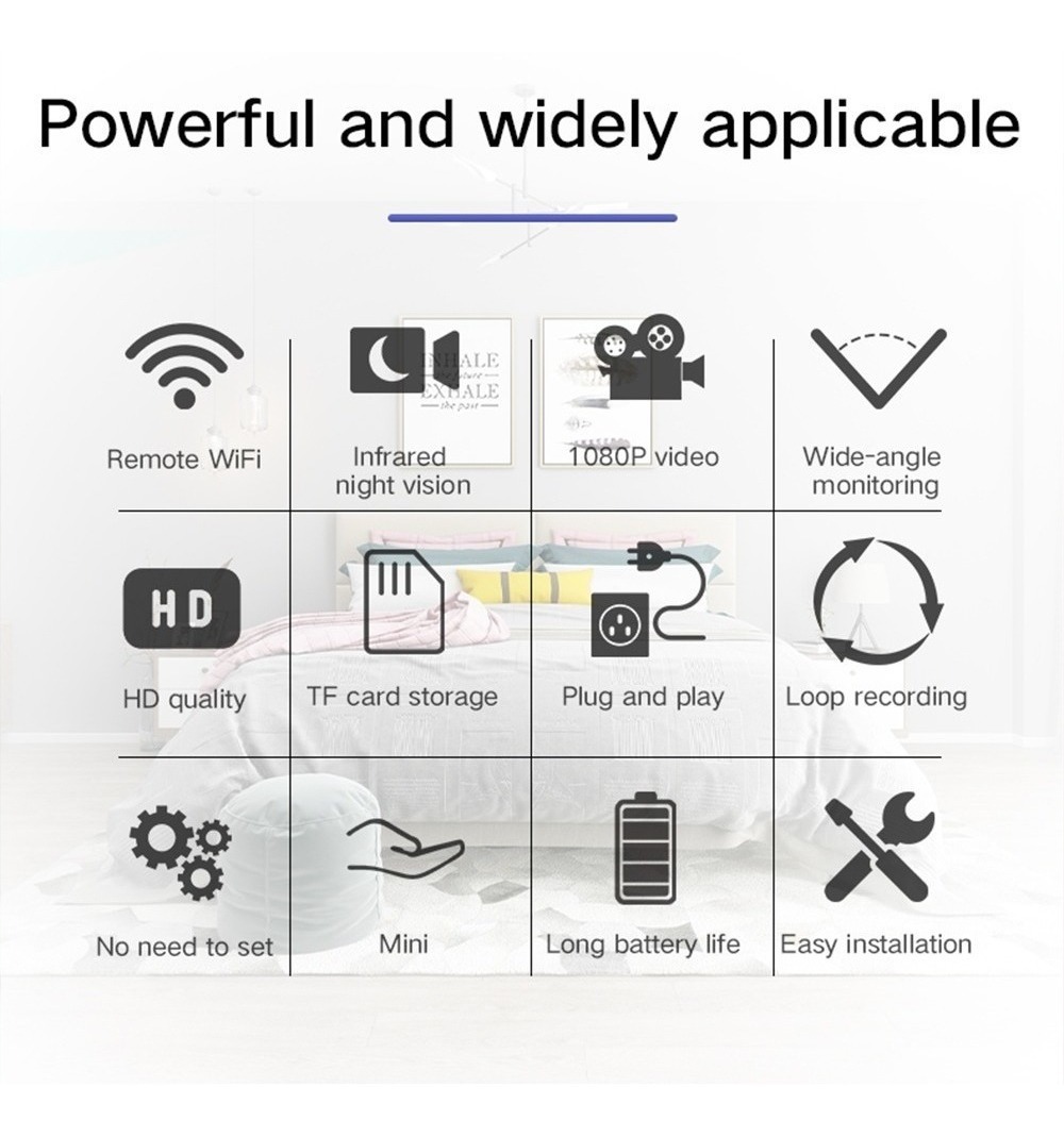 Mini Câmera De Segurança 1080p Gravação Detecção Wi-fi - Imagem 8
