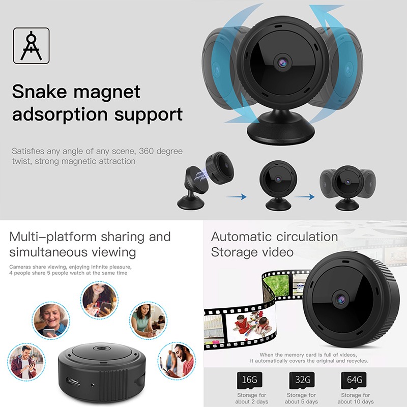 Mini Câmera De Segurança Doméstica Sem Fio 1080p W10 Wifi - Imagem 5
