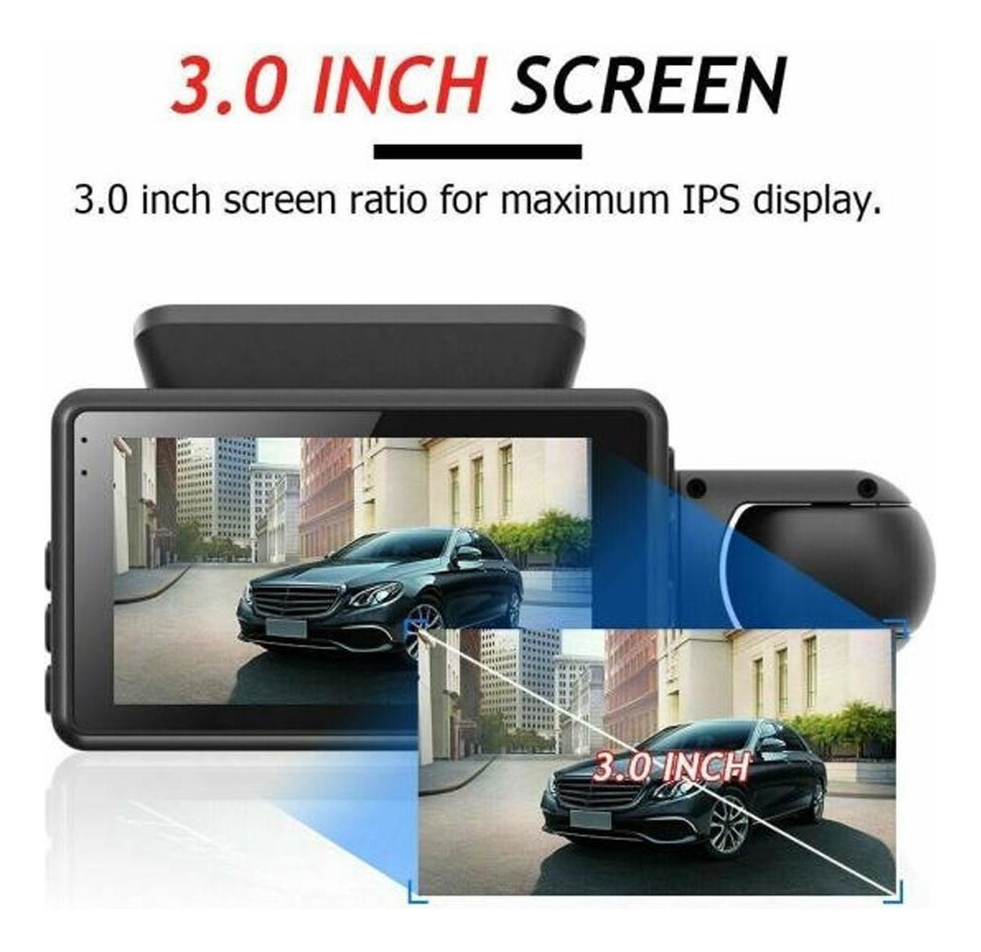 2 Lentes Hd 1080p Dash Cam+gravador De Vídeo De Carro - Imagem 3