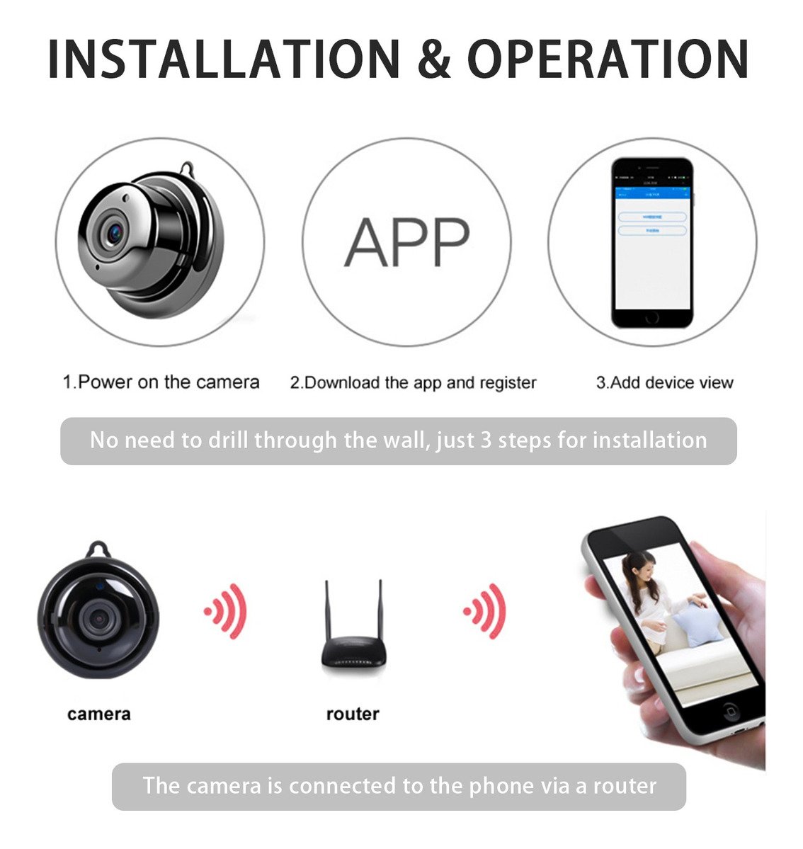 Mini Câmera Ip Wifi Conexão V380 Hd 1080p Infravermelho - Imagem 9