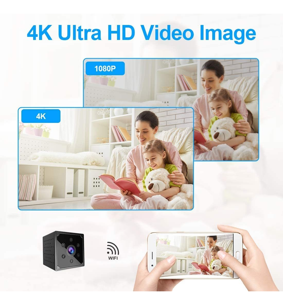 4k Night Vision Wifi Câmera Segurança Sem Fio Mini Filmadora - Imagem 2
