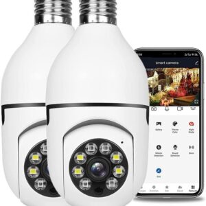 2pc Sem Fio Wifi Lâmpada Câmera Vigilância De Segurança