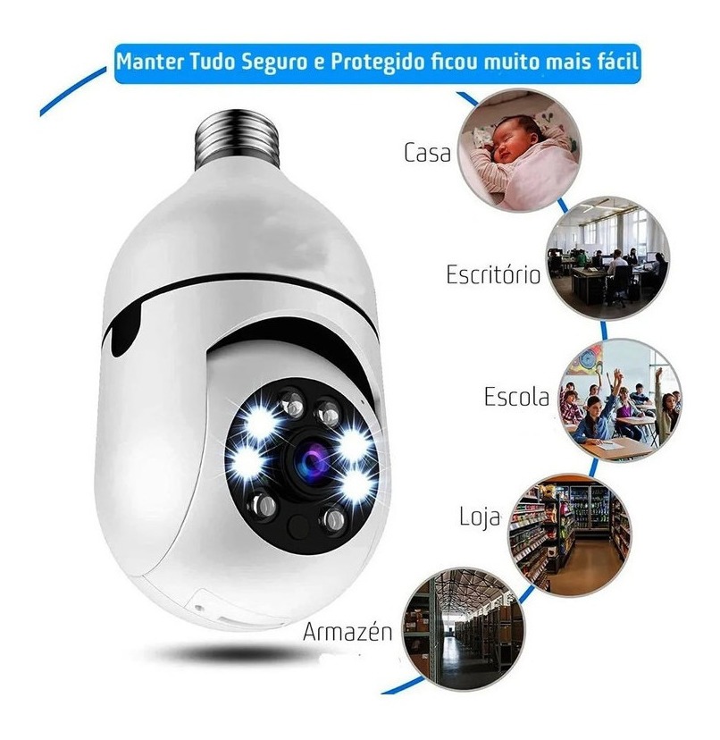 Nova Câmera Lâmpada De Segurança Inteligente Rotativa Wifi - Imagem 6