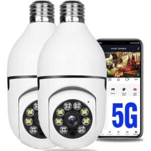 2pcs 2.4ghz E 5g Wifi Lâmpada Câmera De Segurança 1080p