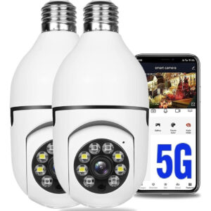 2pcs 2.4ghz E 5g Wifi Lâmpada Câmera De Segurança 1080p