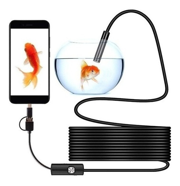 Endoscópio Câmera Otg Android 10m Cabo Usb Led