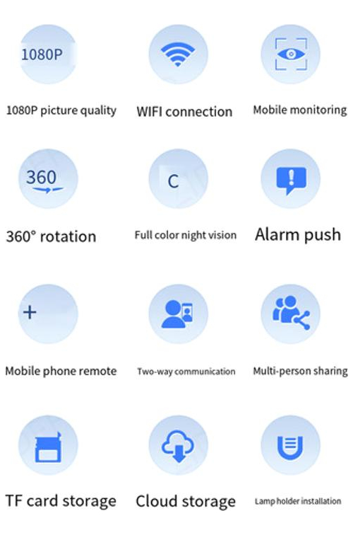 Câmera De Lâmpada Wifi E27 Câmera De Visão Noturna Colorida - Imagem 2